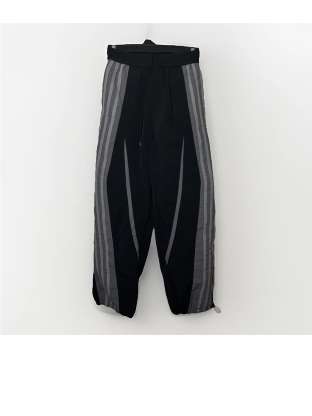 PLAYGROUND Korea Track Pants Black Grey Striped Baggy Nylon Y2K Streetwear XS